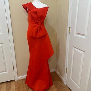 NWOT Faeriesty Stunning Bow Detail One Shoulder Mermaid Gown Red Sz S Prom Gala